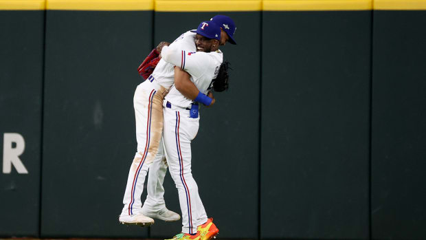 Rangers outfielders Adolis Garcia and Leody Taveras